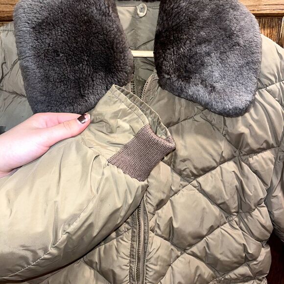 Alaska Sleeping Bag Co Goose Down Quilted Coat Vintage Fur Insulated Men's L - Picture 10 of 11
